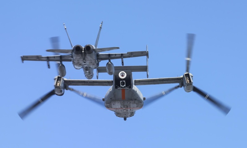 MV-22B tanks up Hornet